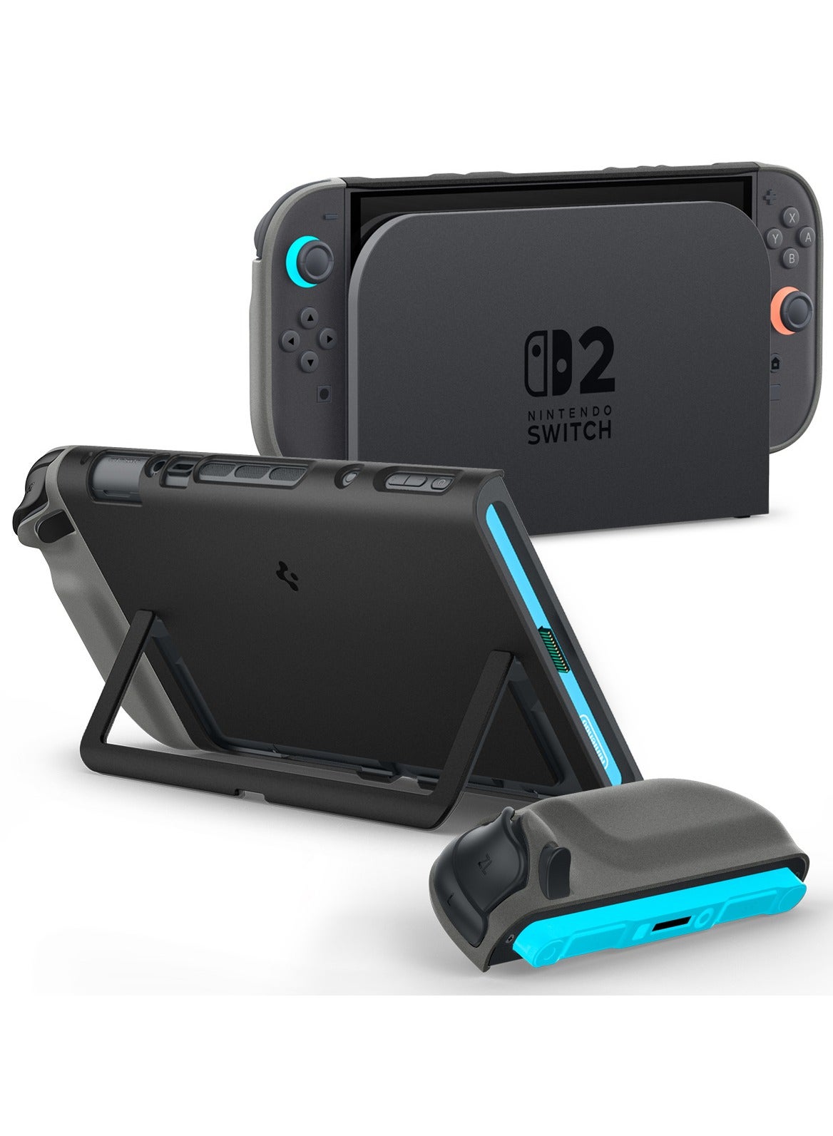 Spigen Nano Pop Nintendo Switch 2 Case Dockable Slim Fit with Detachable Joy-Con and Kickstand Switch2 Cover - Black Sesame